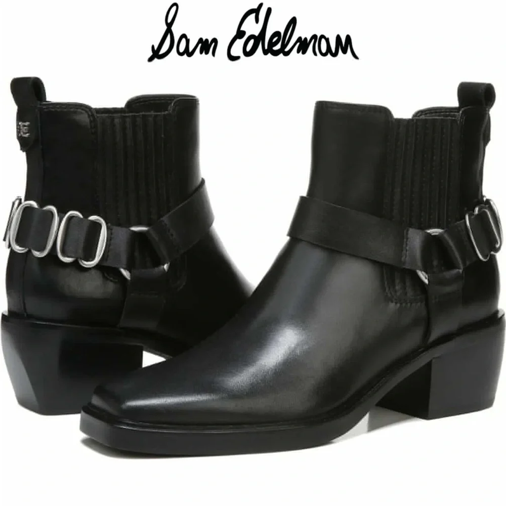 Sam Edelman Bellamie Motorcycle Bootie‎ Black Leather Size 7.5 NWOT